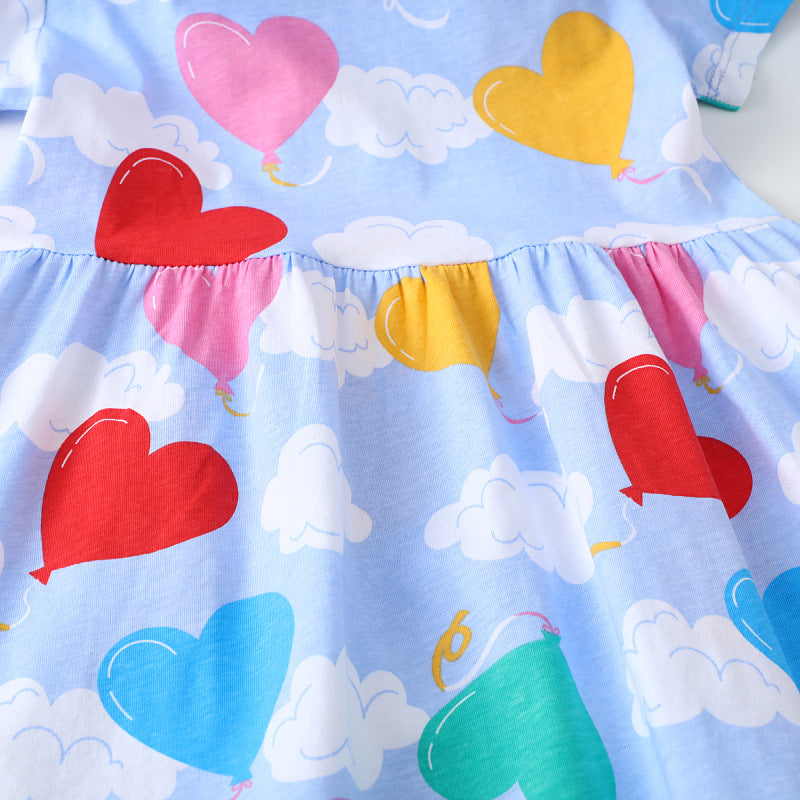 Mädchen Freizeitkleid mit fröhlichem Herz- und Ballonmotiv EB