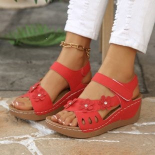 Damen Wedge-Sandalen mit floralem Design EB