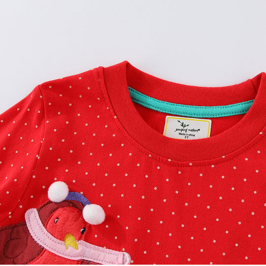 Mädchen Langarmkleid mit bunten Tierapplikationen EB