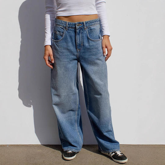 Damen Weit geschnittene Jeans im lässigen Oversized-Stil EB