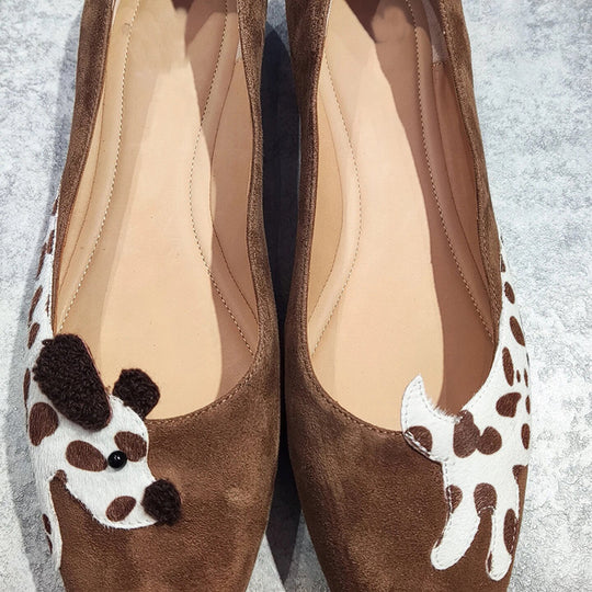 Damen Elegante und verspielte Ballerinas mit tierischen Applikationen EB