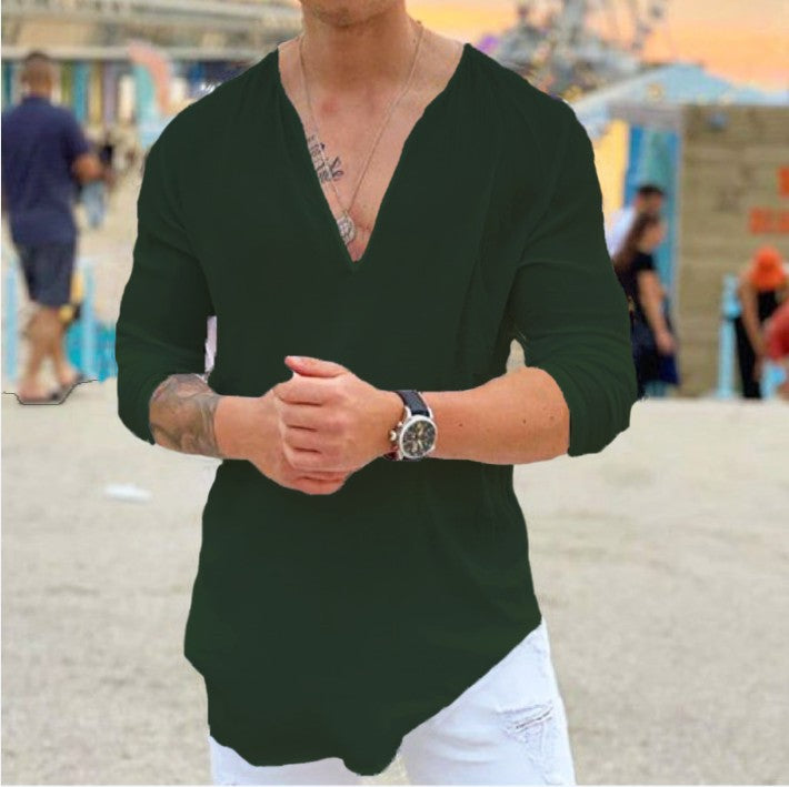 Herren lässiges V-Ausschnitt Langarmshirt EB