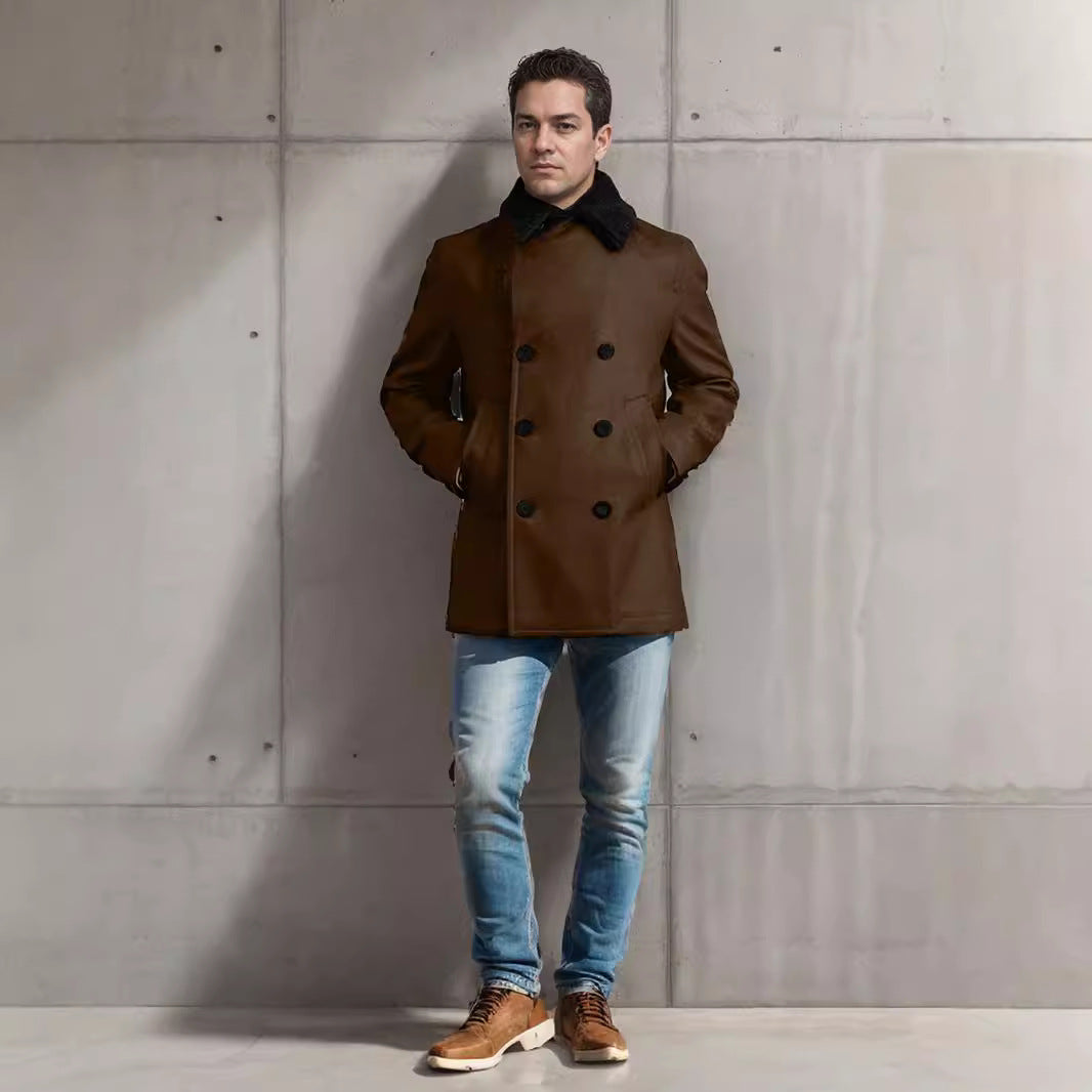 Herren eleganter Dufflecoat mit weichem Kragen EB