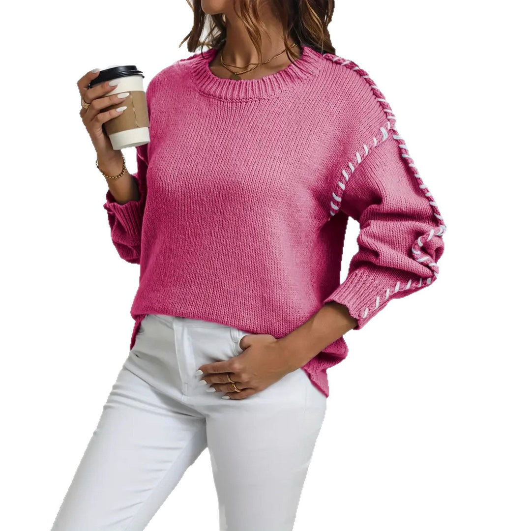 Damen Großer Strickpullover mit dekorativem Saum EB