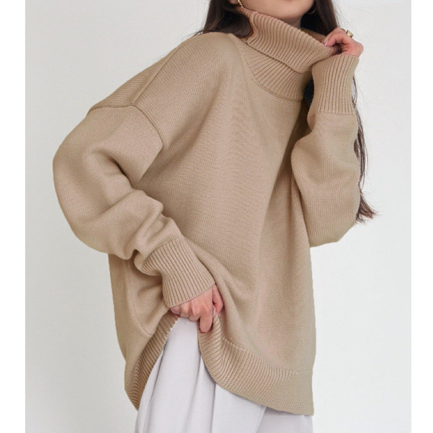 Damen Oversized Rollkragenpullover mit Rippstruktur EB