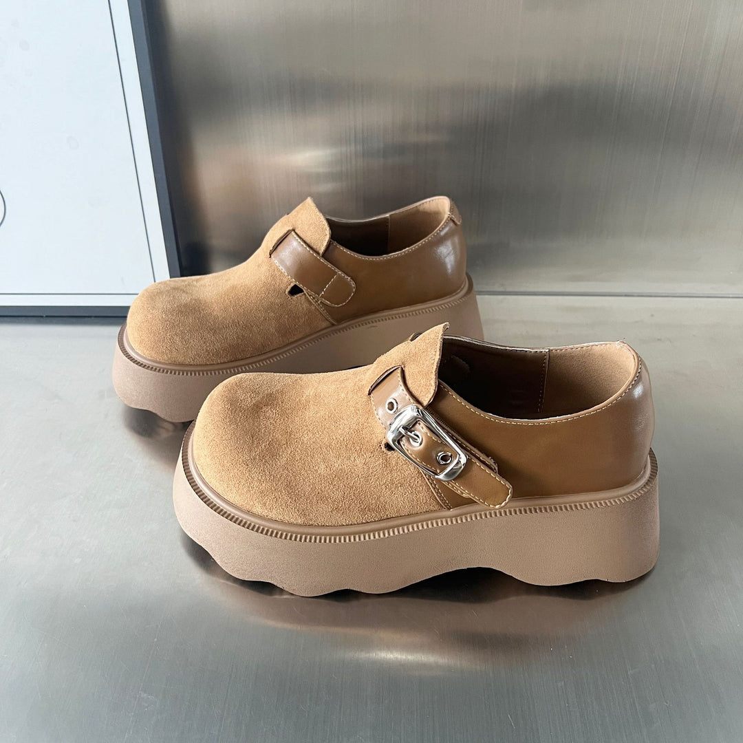 Damen Komfortable Plateau-Clogs mit modischem Schnallenverschluss und rutschfester Sohle EB