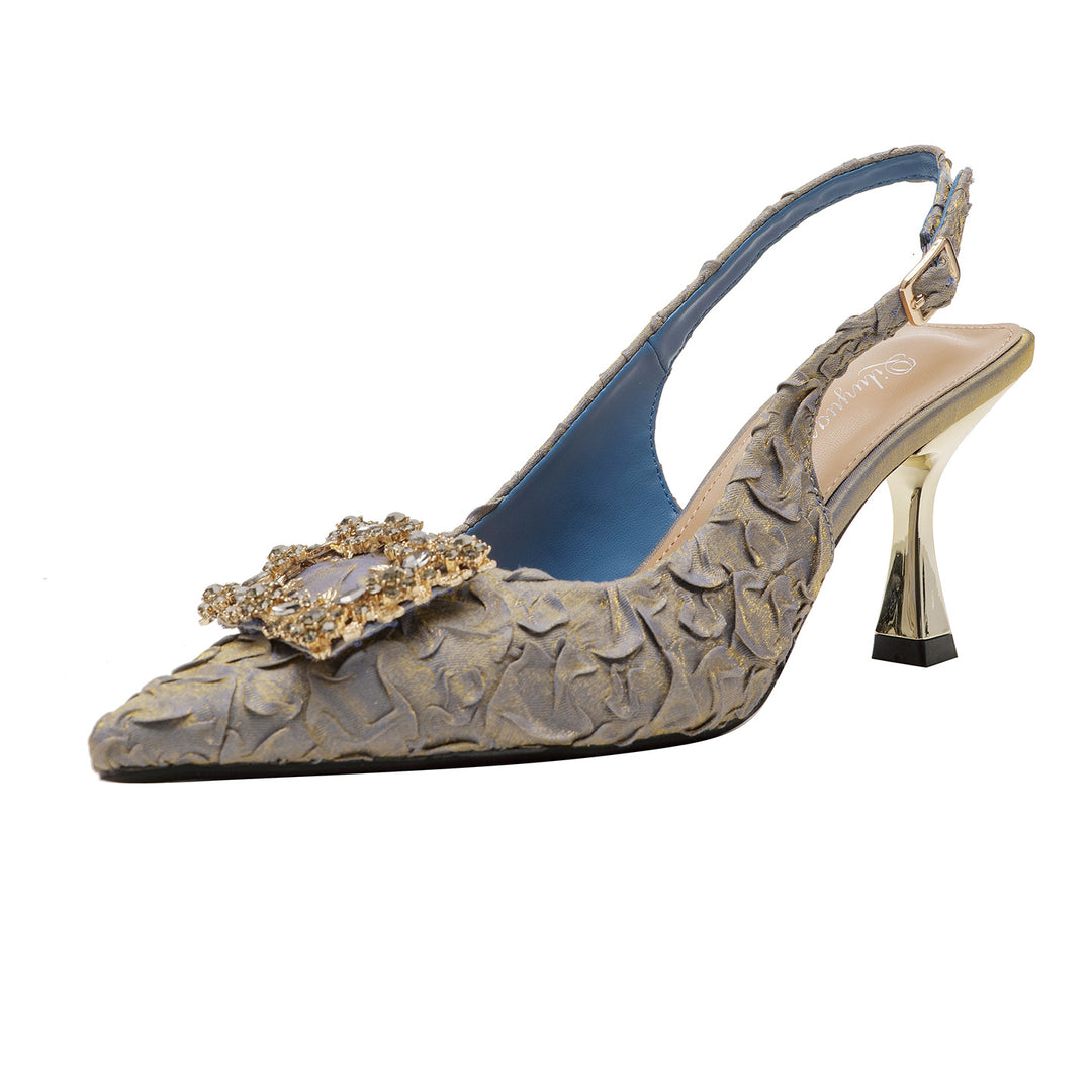 Damen Slingback Pumps mit funkelndem Schmuckdetail EB