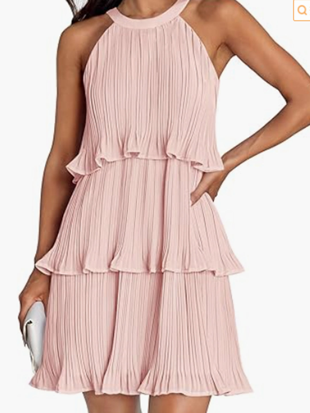 Damen Kleid mit schwingendem Faltenrock und Spitzenrüsche EB