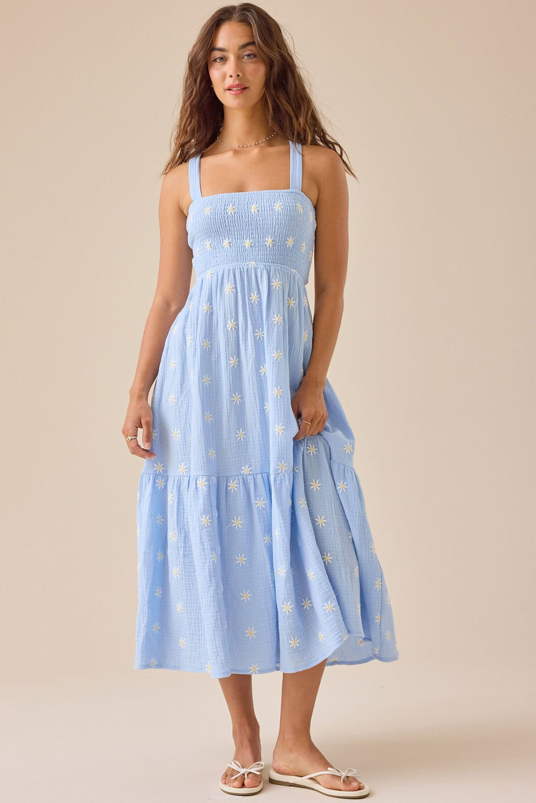 Damen Maxikleid mit gesticktem Design und luftiger Passform EB