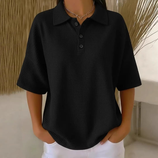 Damen sportliches Poloshirt aus Waffelpiqué EB
