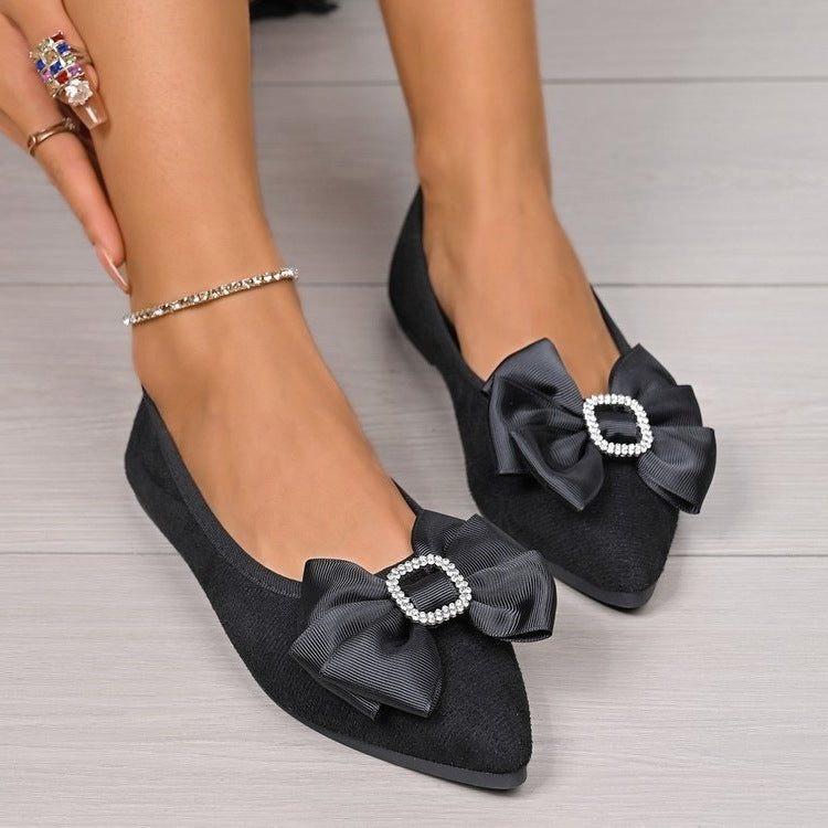Damen elegante Ballerinas mit glamouröser Schleifen-Applikation EB
