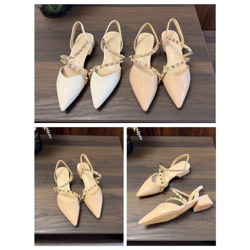 Damen elegante Slingback Ballerinas mit spitzem Design und modischen Nieten EB