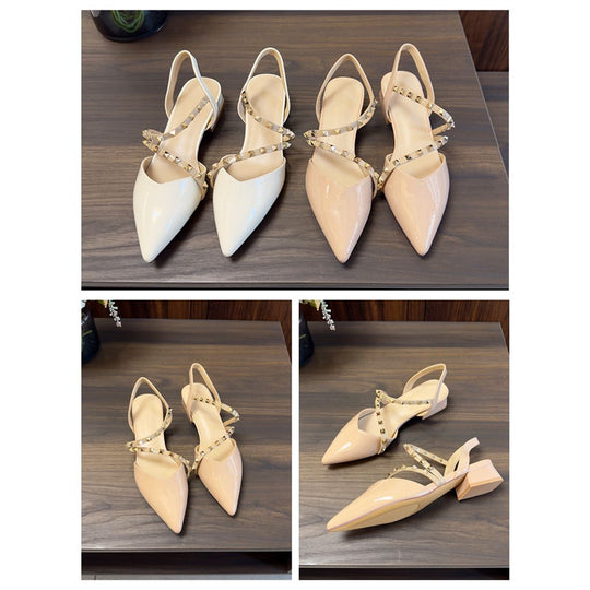 Damen elegante Slingback Ballerinas mit spitzem Design und modischen Nieten EB