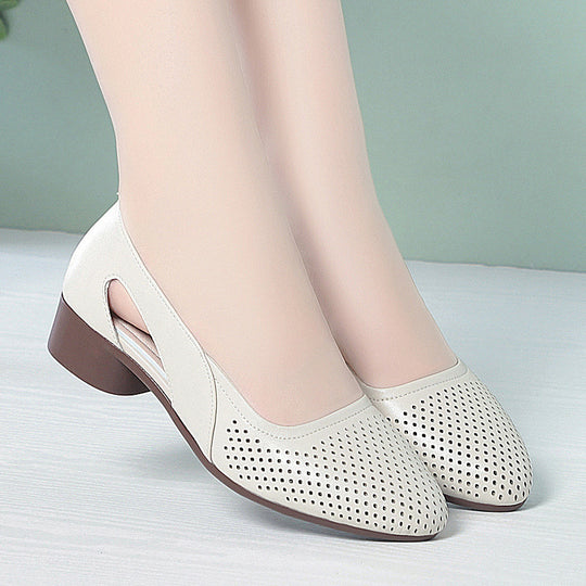 Damen Komfortable Ballerinas mit perforiertem Design und bequemer Sohle EB