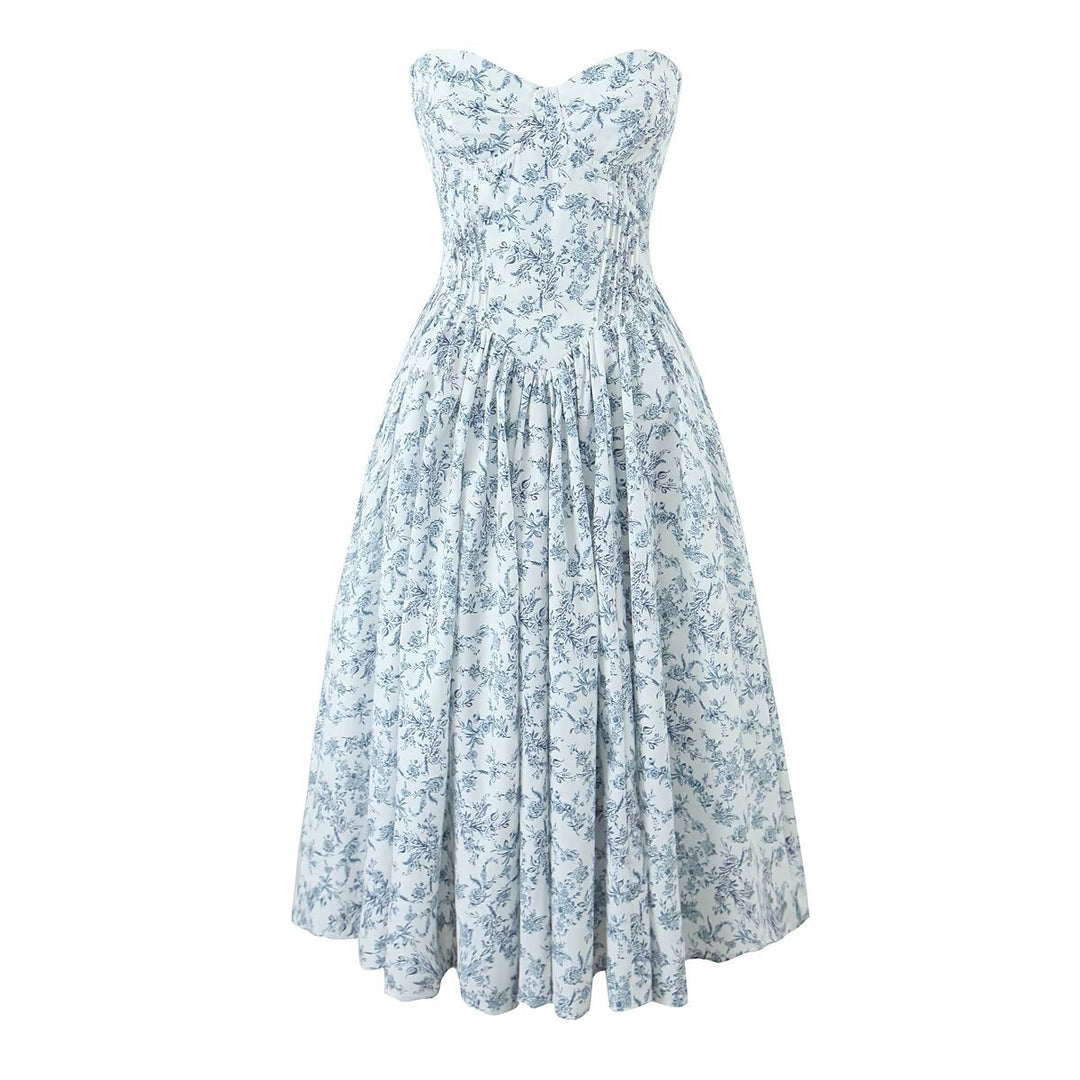 Damen Ballkleid mit herzförmigem Ausschnitt und floralem Print EB