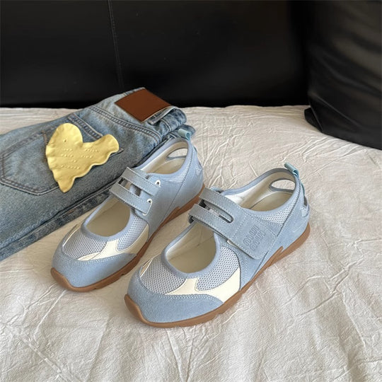 Damen Bequeme Freizeit-Sneaker mit atmungsaktivem Obermaterial und verstellbarem Klettverschluss EB