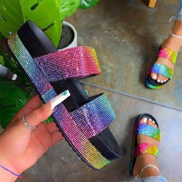 Damen Glamouröse Komfortsandalen mit Strassverzierungen EB