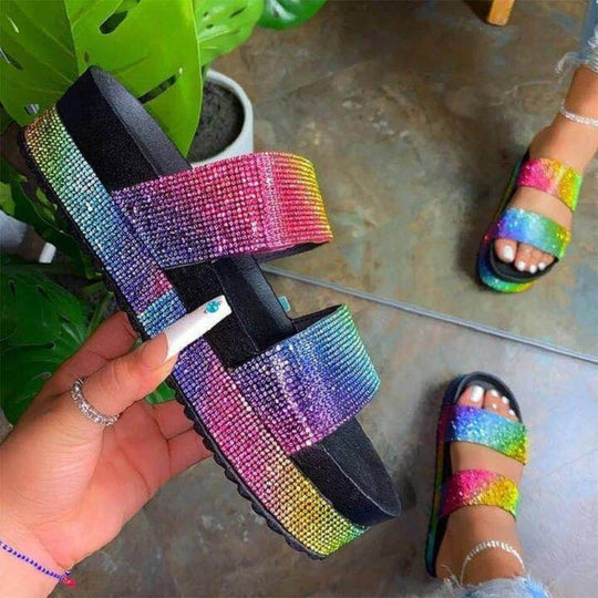 Damen Glamouröse Komfortsandalen mit Strassverzierungen EB