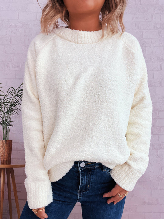 Damen wärmender Strickpullover mit lässigem Schnitt und strukturiertem Design EB