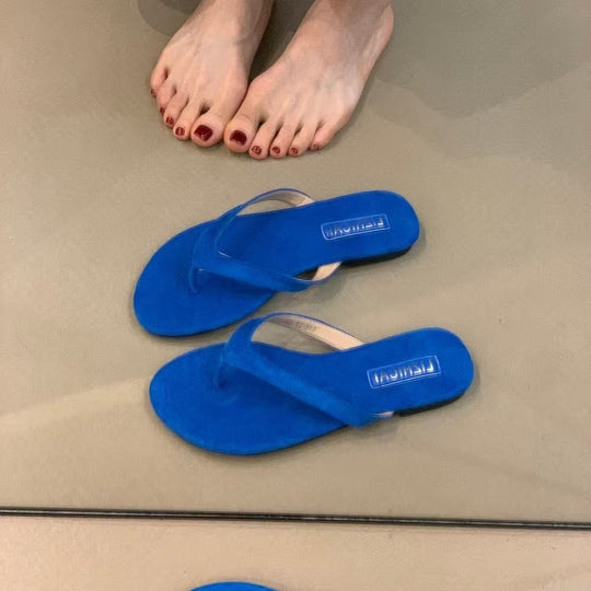 Damen Zehentrenner aus weichem Veloursleder mit ergonomischem Fußbett EB