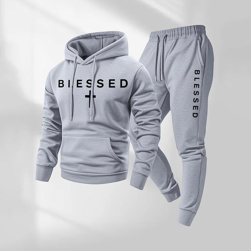 Damen Sweatshirt- und Jogginghose-Set mit modernem Schriftzug und praktischen Taschen EB
