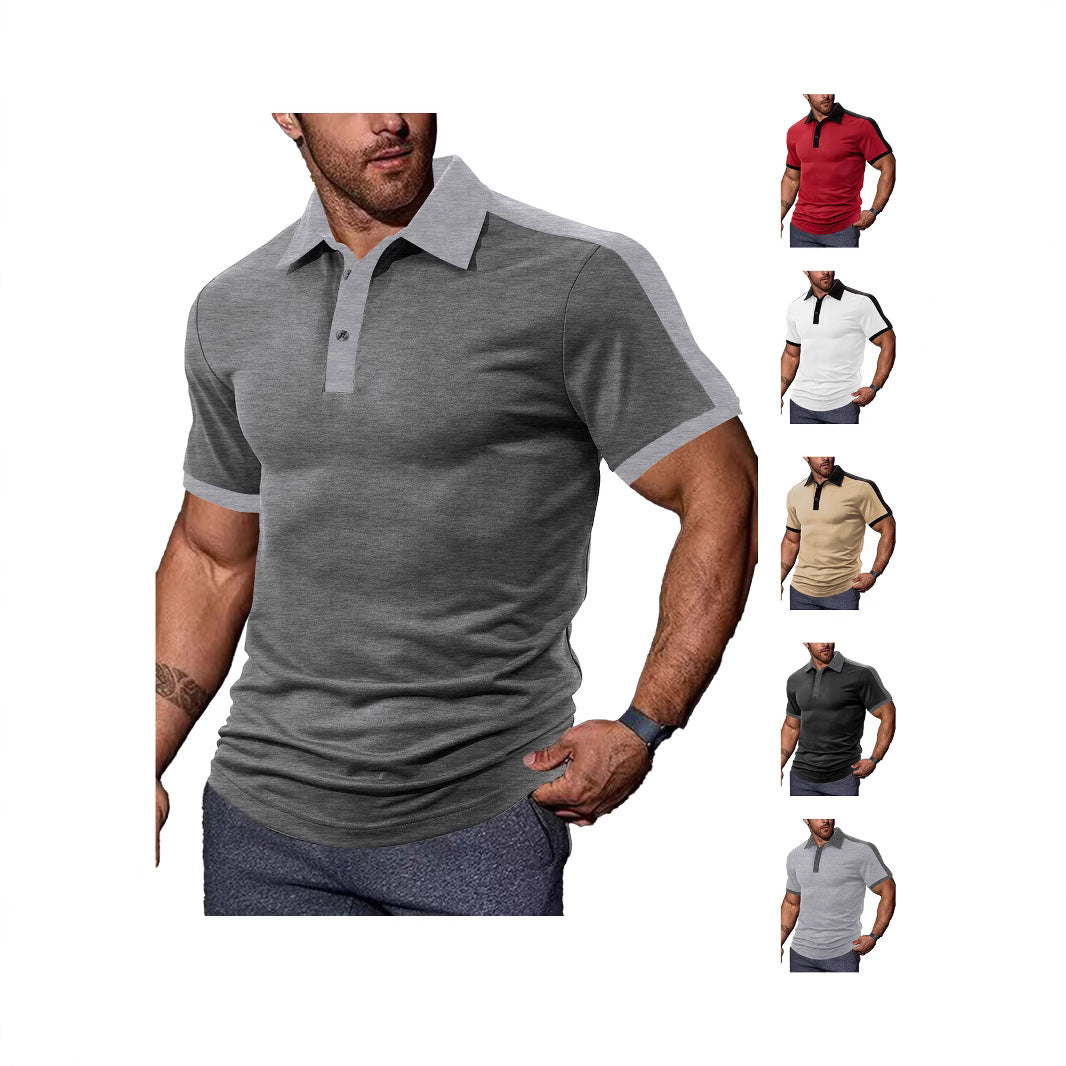 Herren nan figurnahes Kontrast-Poloshirt mit Schulterpasse und Hemdkragen EB