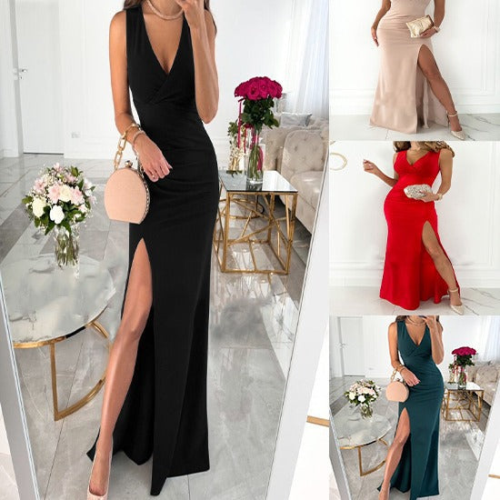 Damen elegantes Abendkleid mit hohem Schlitz EB