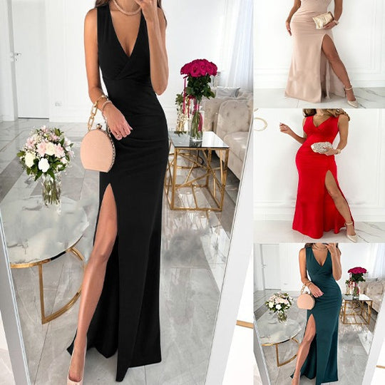 Damen elegantes Abendkleid mit hohem Schlitz EB