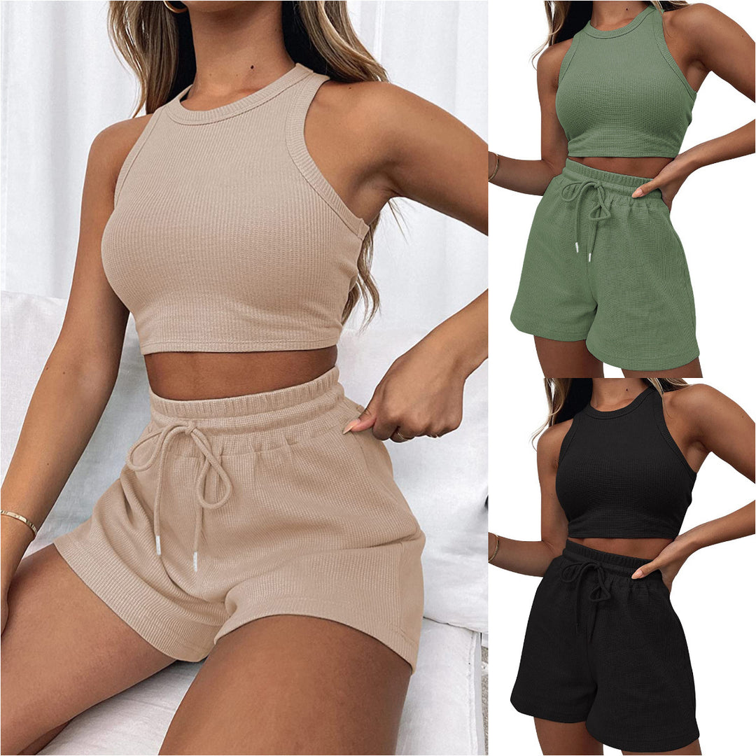Damen Sportliches Set aus ärmellosem Oberteil und kurzen Hosen EB