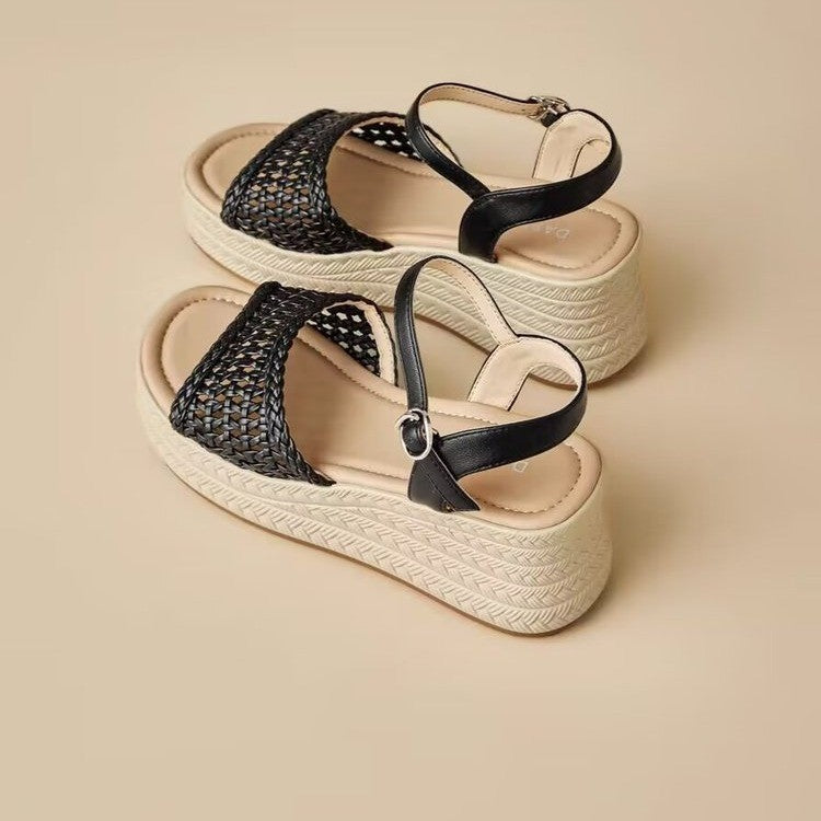 Damen Wedge-Sandalen mit elegantem Riemchen und luftiger Netzstruktur EB
