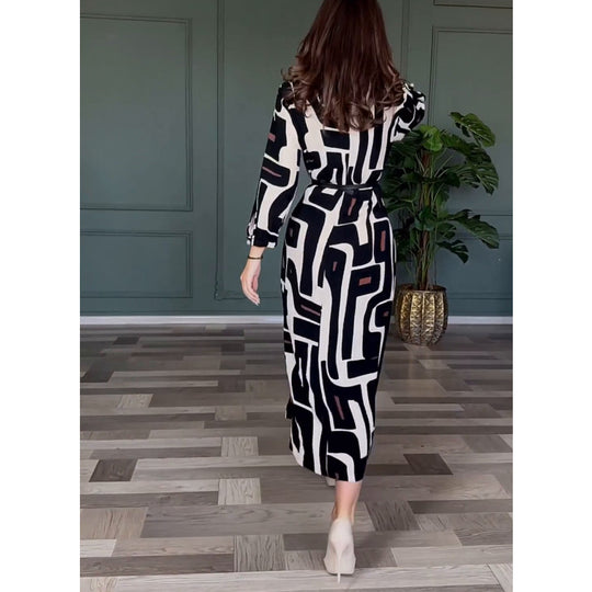 Damen Lange Tunika mit modernem geometrischen Muster EB
