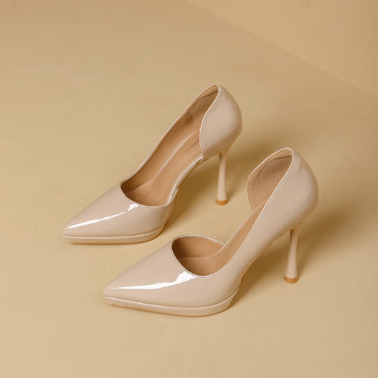 Damen elegante Stiletto-Pumps mit seitlichem Cut-Out und glänzender Oberfläche EB