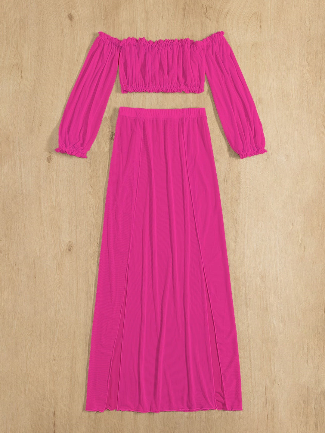 Damen Elegantes Strandkleid mit schulterfreiem Design und tiefen Seitenschlitzen EB