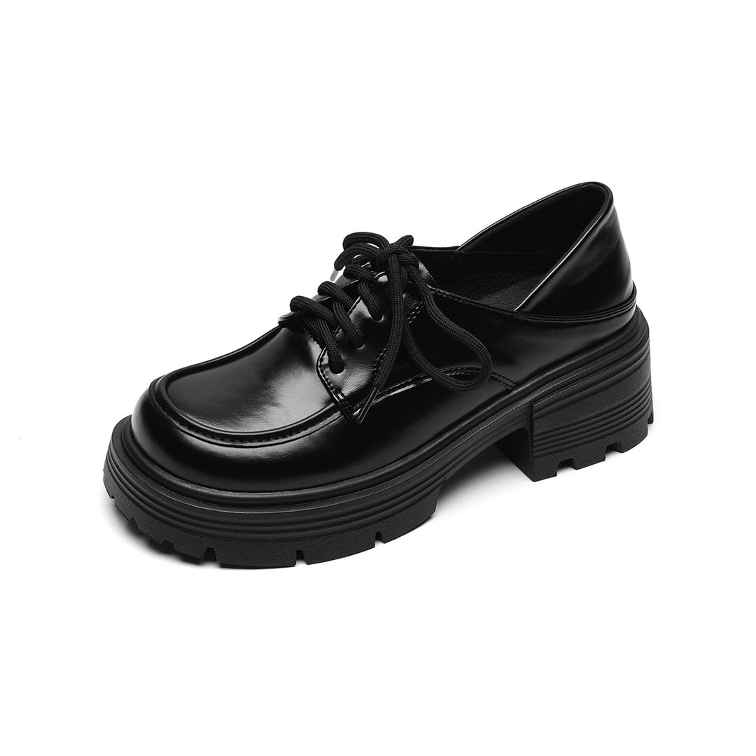 Damen elegante Schnürschuhe mit robustem Plateau EB