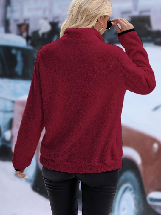 Damen Fleece Pullover mit halbem Reißverschluss EB