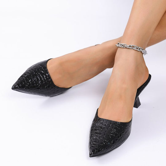 Damen elegante Mules mit komfortablem Blockabsatz EB