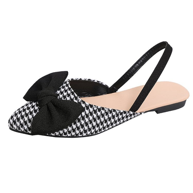 Damen Slingback-Clogs aus Check-Stoff mit eleganter Schleifenapplikation EB