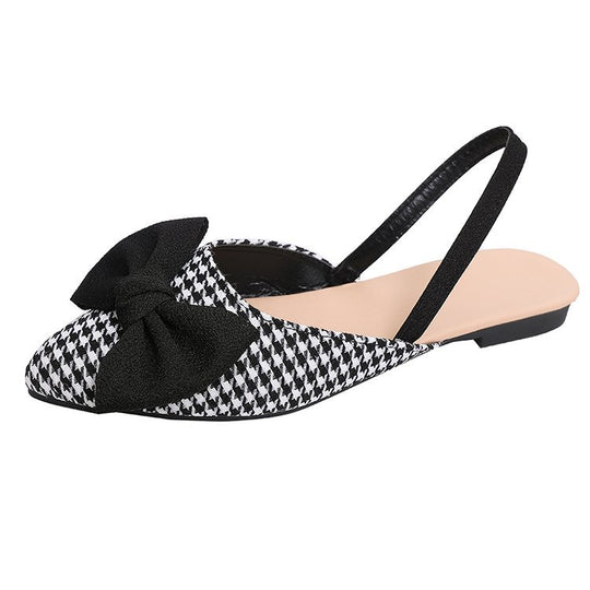 Damen Slingback-Clogs aus Check-Stoff mit eleganter Schleifenapplikation EB