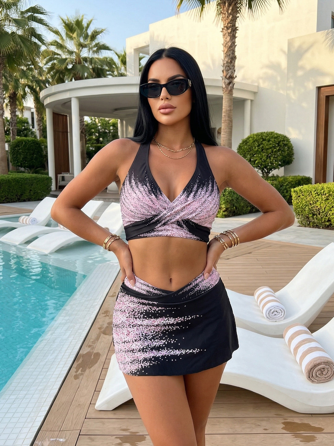 Damen Bikini-Set mit elegantem Wickelrock und aufregendem Oberteil EB