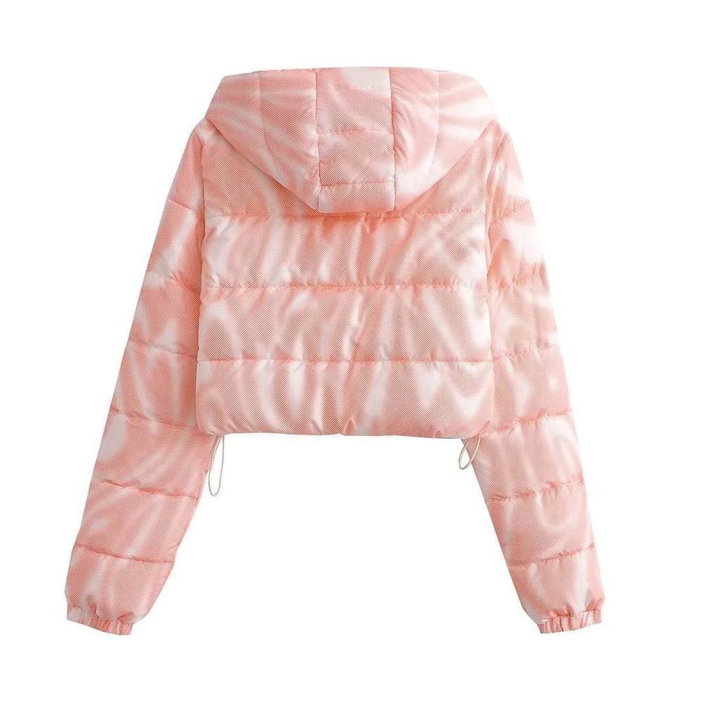 Damen cropped Übergangsjacke mit modernem geometrischen Print und praktischen Taschen EB