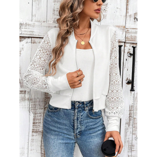 Damen Freizeitjacke mit stilvollen Spitzeinsätzen EB
