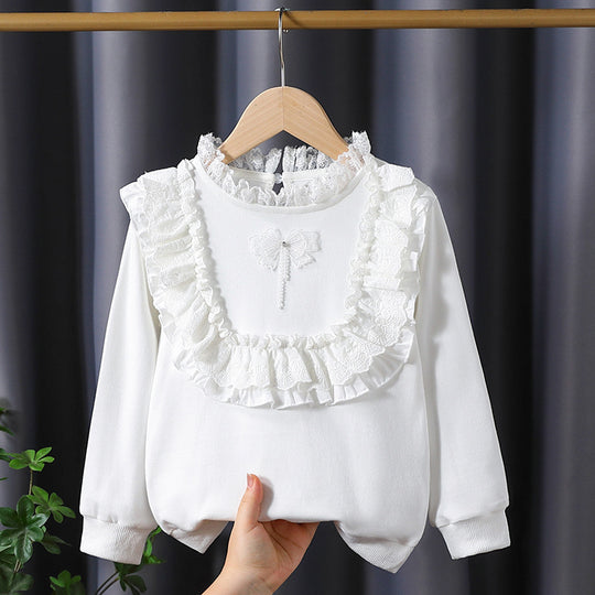 Mädchen Rüschenoberteil mit elegantem Spitzenbesatz EB