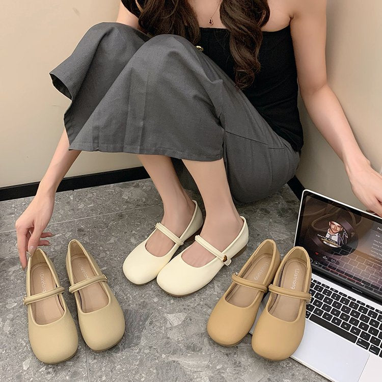Damen Ballerina-Schuhe mit verstellbarem Riemchen und komfortablem Fußbett EB