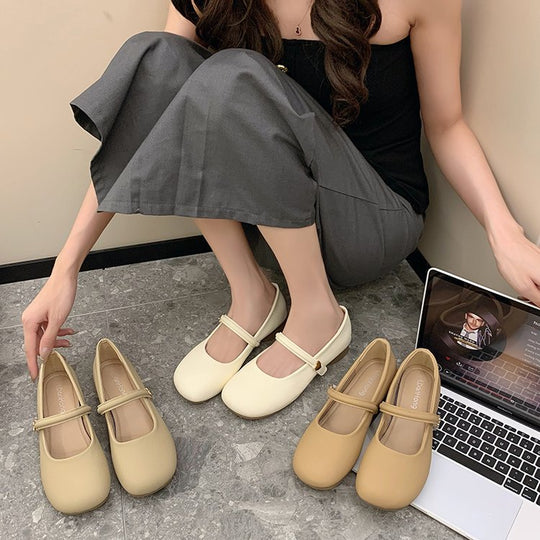 Damen Ballerina-Schuhe mit verstellbarem Riemchen und komfortablem Fußbett EB