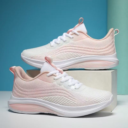 Damen Leichte Fitness-Sneaker mit atmungsaktiver Strick-Oberfläche und stoßdämpfender Sohle EB