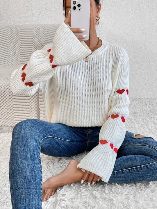 Damen Pullover mit romantischem Herzdesign EB
