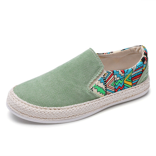 Damen Slip-On Espadrilles mit buntem Ethnodruck EB
