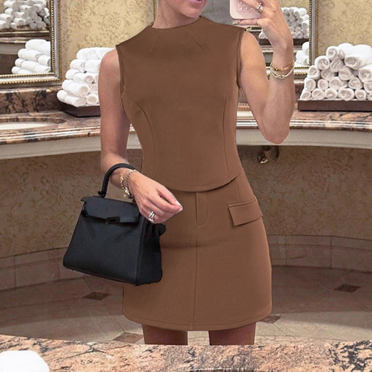 Damen figurbetontes Mini-Kleid mit praktischen Taschen und elegantem Gürtel EB