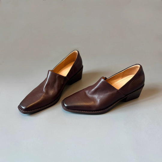 Damen elegante Loafer mit feinem Leder und komfortablem Blockabsatz EB