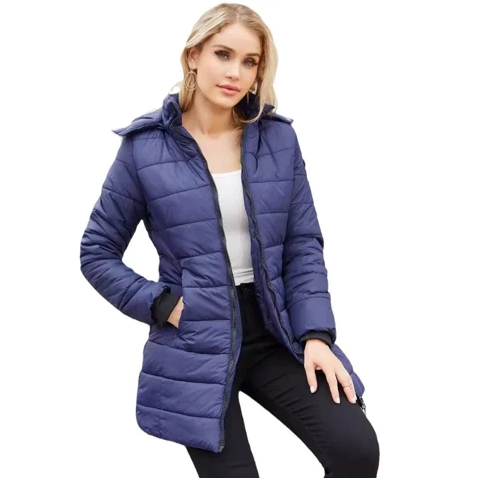 EB | Pufferjacke - Gefüttert - Abnehmbare Kapuze - Gerippte Bündchen - Mittellange Passform
